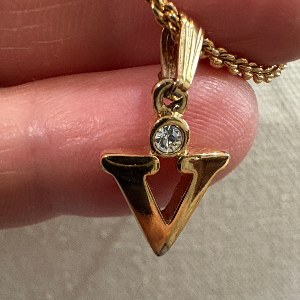 Valentino Garavani Gold V Pendant Necklace